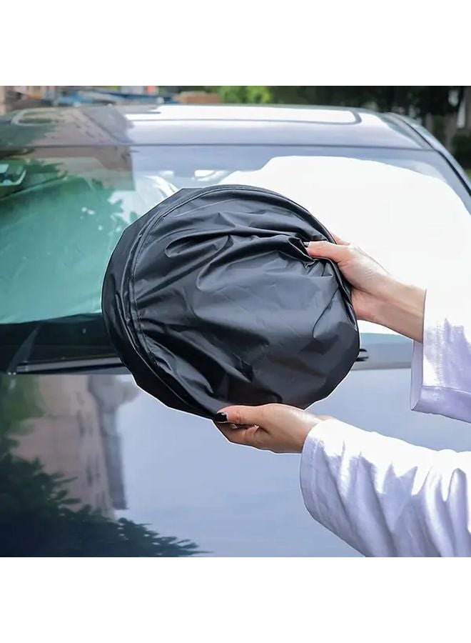 Black Small Foldable Car Windshield Sunshade Front Window Cover UV Protection Interior Cooling - Image 2